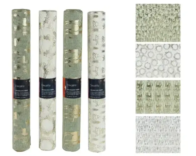 Deco Fabric with Gold Holiday Print
