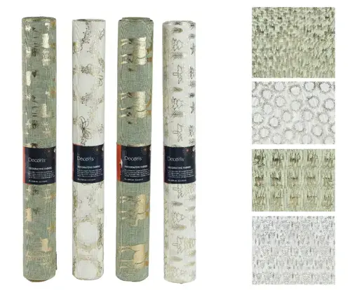 Deco Fabric with Gold Holiday Print