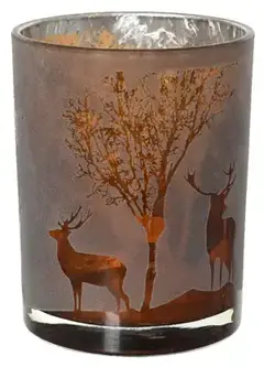 Deer Scene Brown Hurricane Glass