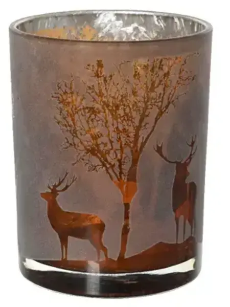 Deer Scene Brown Hurricane Glass