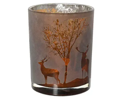 Deer Scene Brown Hurricane Glass