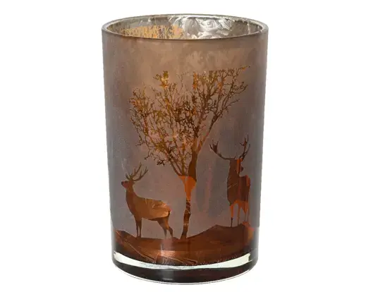 Deer Scene Brown Hurricane Glass