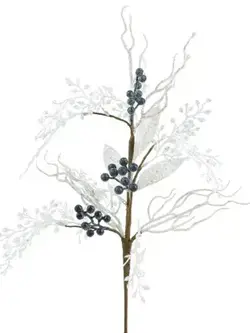 Frosted Leaves and Berry Spray 60cm