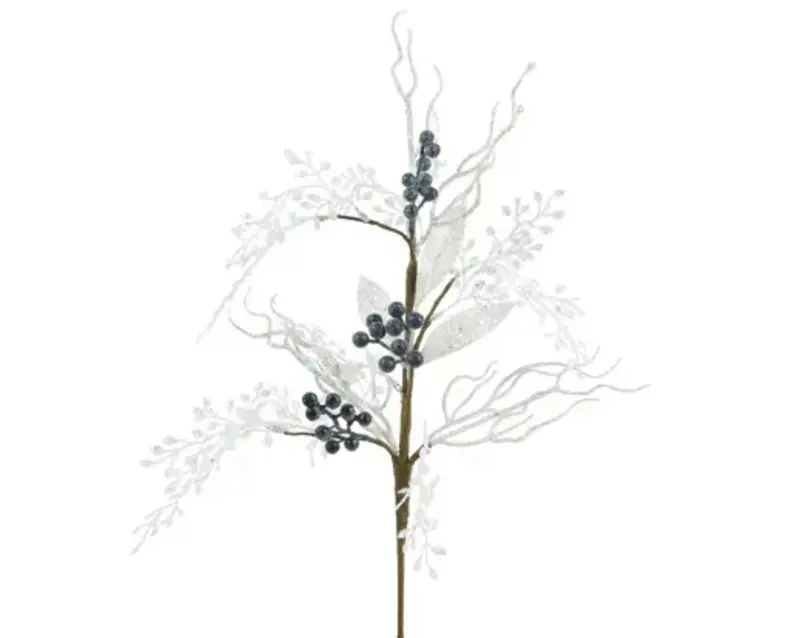 Frosted Leaves and Berry Spray 60cm