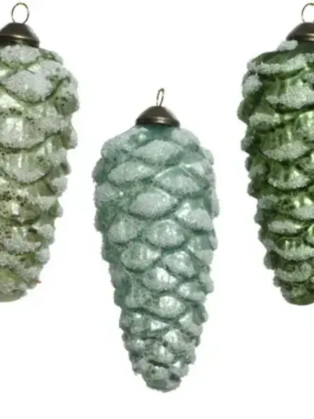 Frosted Pinecone Ornament Green