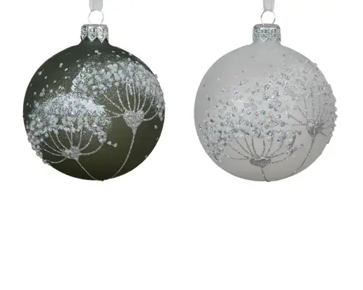 Glitter Floral Bauble
