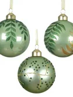 Glitter Leaf Bauble Matcha Green