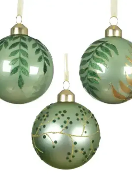 Glitter Leaf Bauble Matcha Green