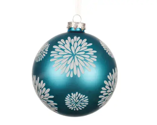 Glitter Star Burst Bauble Folk Blue