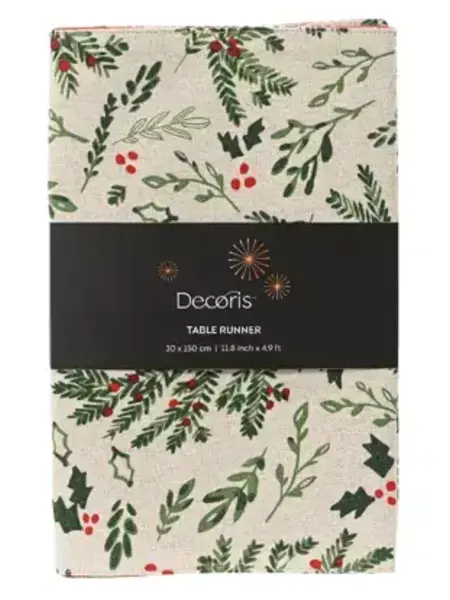 Mistletoe and Holly Table Runner 150x30cm