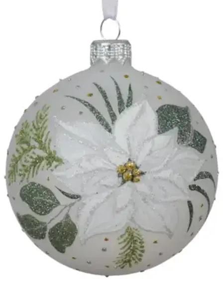 Poinsettia Bauble White