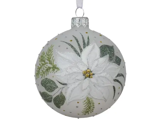 Poinsettia Bauble White