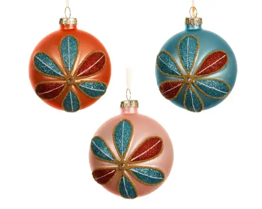 Retro Flower Bauble Assorted