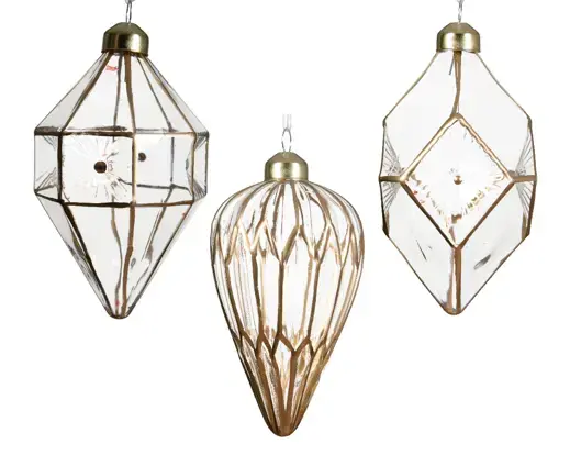 Tear Drop Ornament Transparent Gold