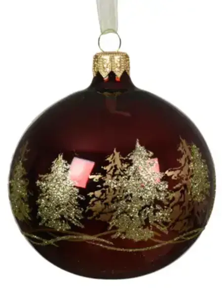 Tree Scene Bauble Oxblood