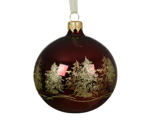 Tree Scene Bauble Oxblood