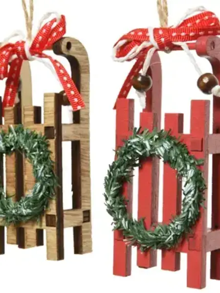 Wood Sleigh Ornament