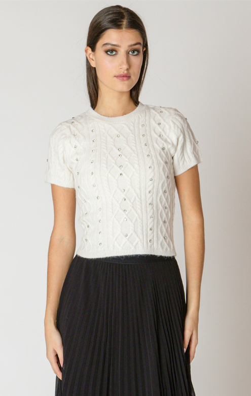 Dex Embellished Cable Sweater