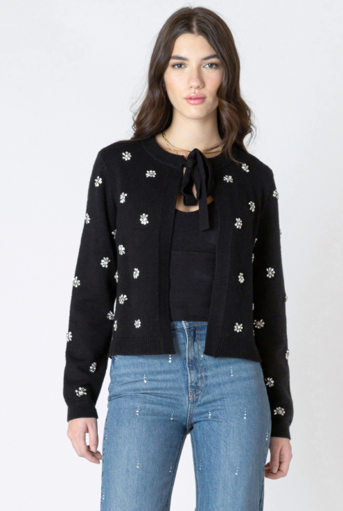 Dex Embellished Tie-Front Cardigan