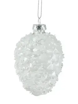 Beaded Pinecone Ornament White
