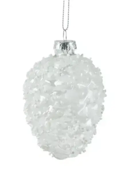 Beaded Pinecone Ornament White