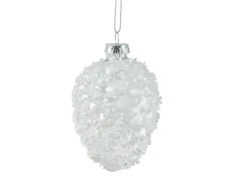 Beaded Pinecone Ornament White