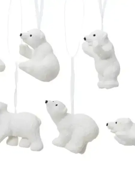 Flocked Polar Bear Ornament