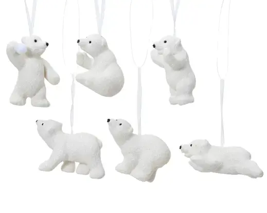 Flocked Polar Bear Ornament