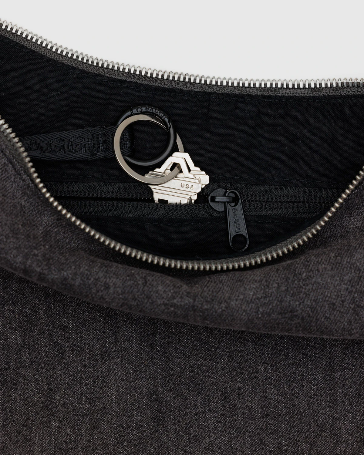 BAGGU Medium Denim Crescent Bag