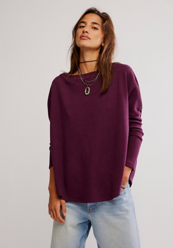 Free People Latte Blues Thermal Solid