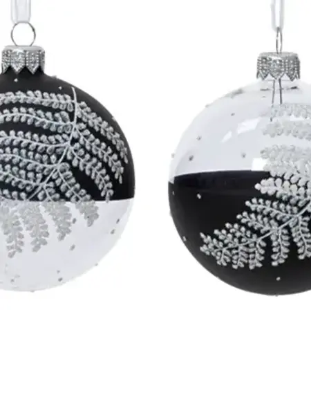 Glitter Fern Bauble Black