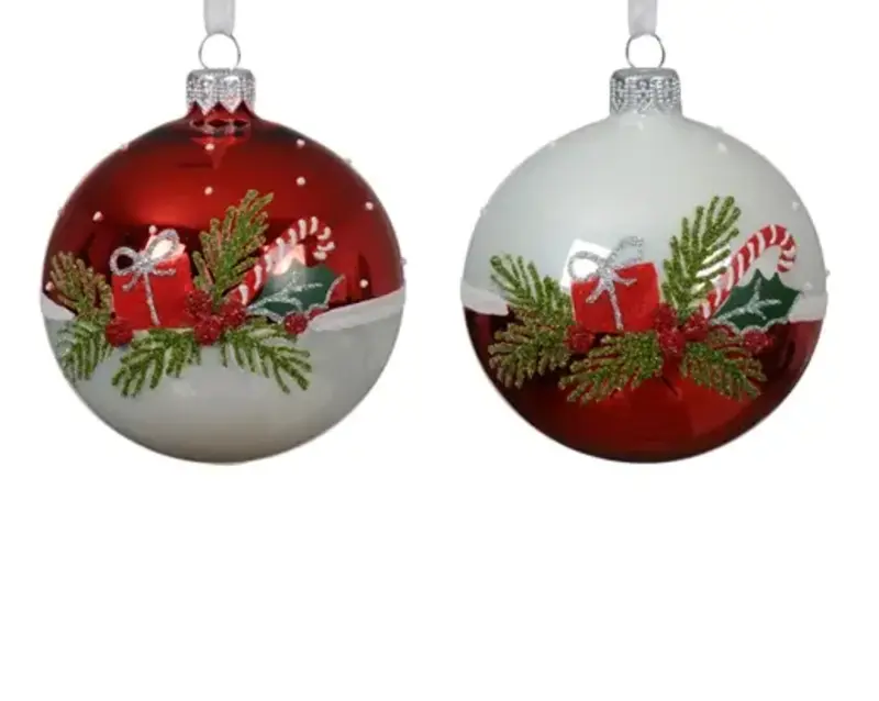 Candy Cane Bauble Red and White