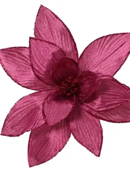 Velvet Poinsettia Clip On 6"
