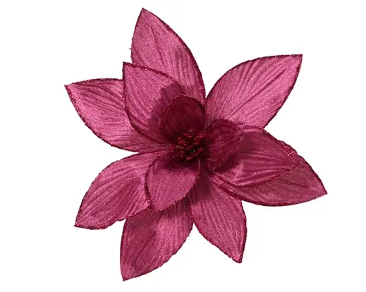 Velvet Poinsettia Clip On 6"
