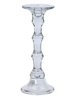 Glass Candlestick Clear 12"