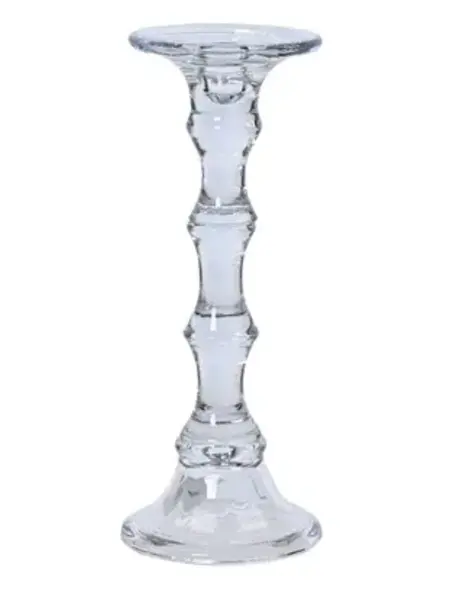 Glass Candlestick Clear 12"