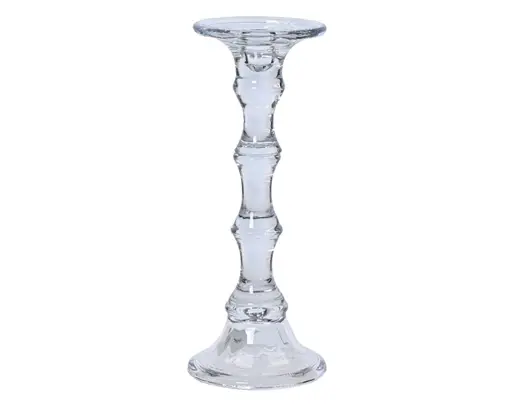 Glass Candlestick Clear 12"