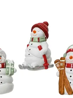 Terracotta Snowman Figurine