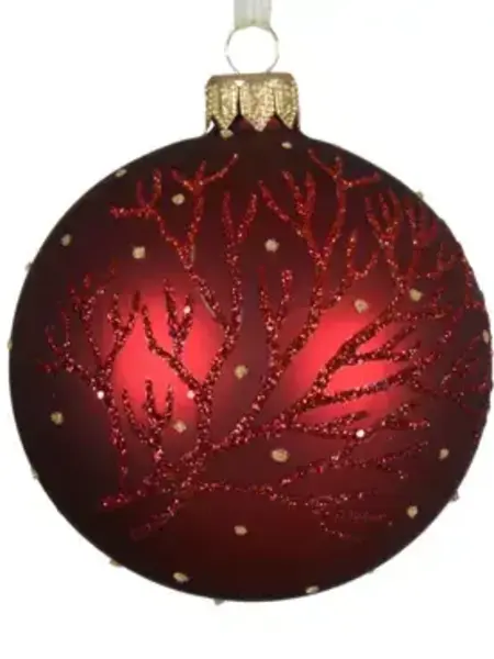 Glitter Branch Bauble Red