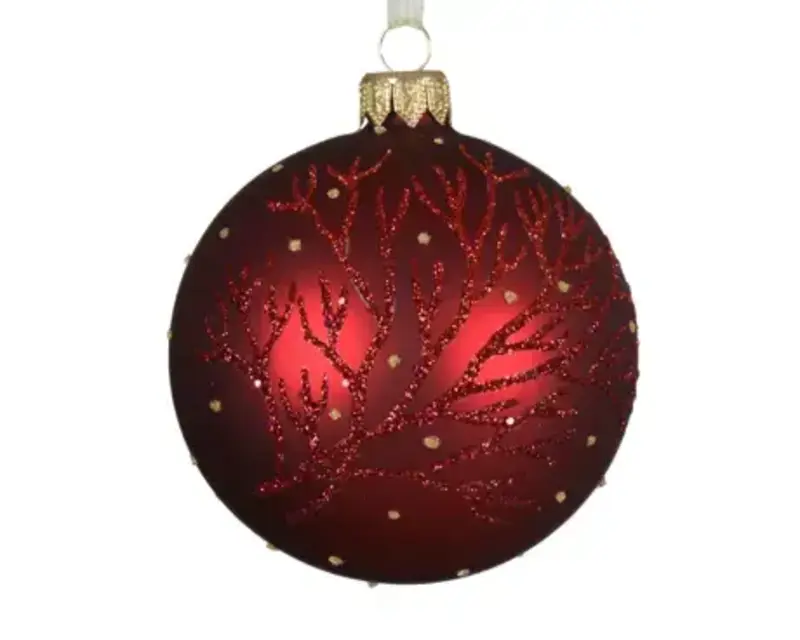 Glitter Branch Bauble Red