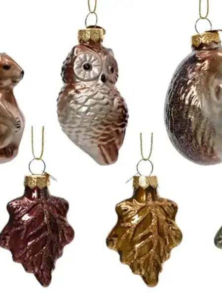 Animal/Leaf Glass Figurine Brown Assorted