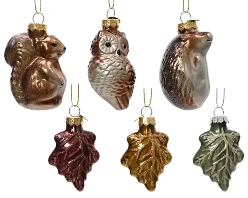 Animal/Leaf Glass Figurine Brown Assorted