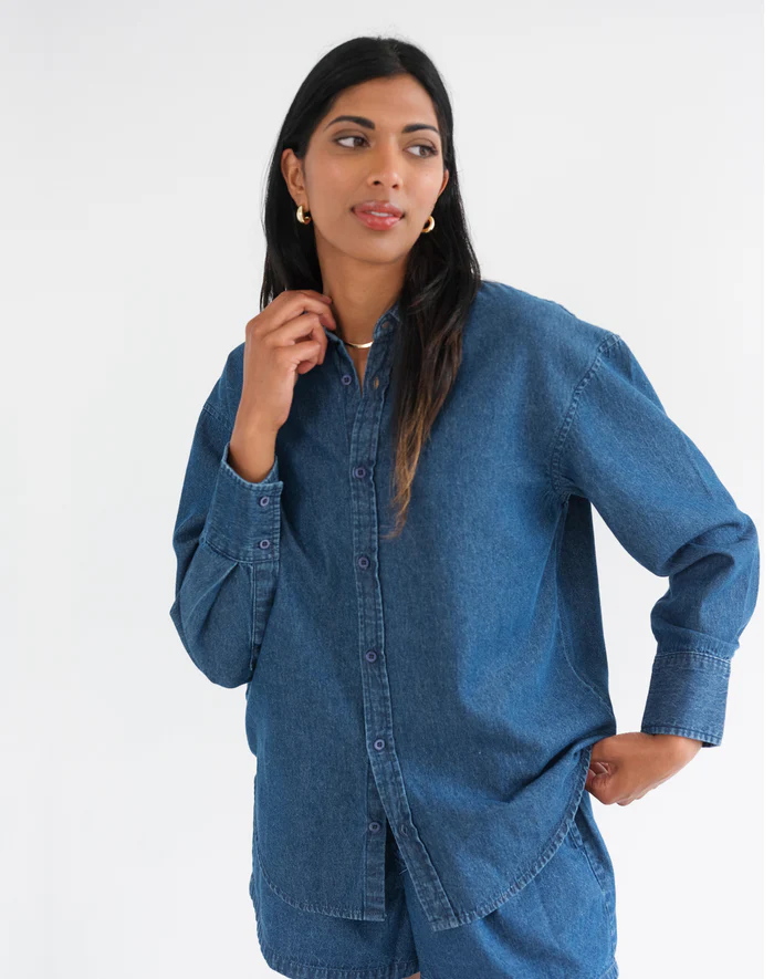 Brunette The Label Dark Denim Button Up Shirt