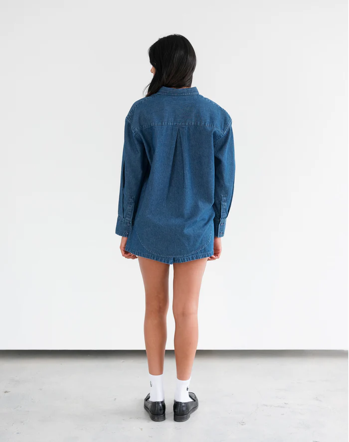 Brunette The Label Dark Denim Button Up Shirt