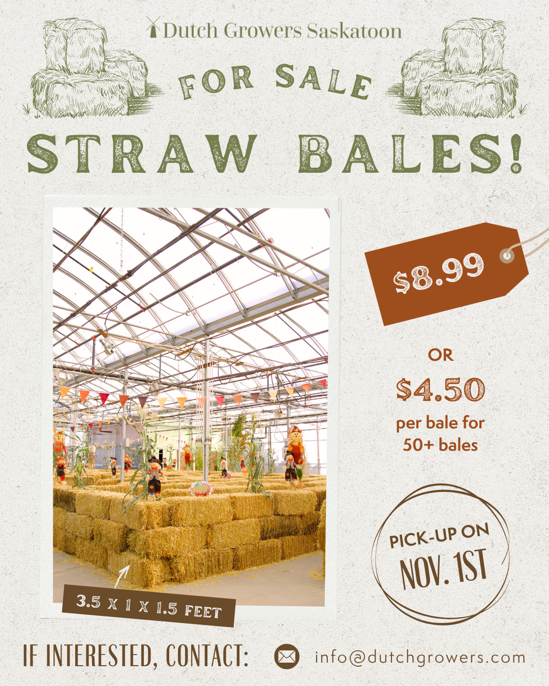 Straw Bale PRE-ORDER | Pick-up on Nov. 1