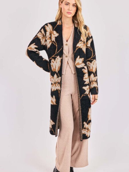 Sadie and Sage Emory Floral Intarsia Knit Cardi