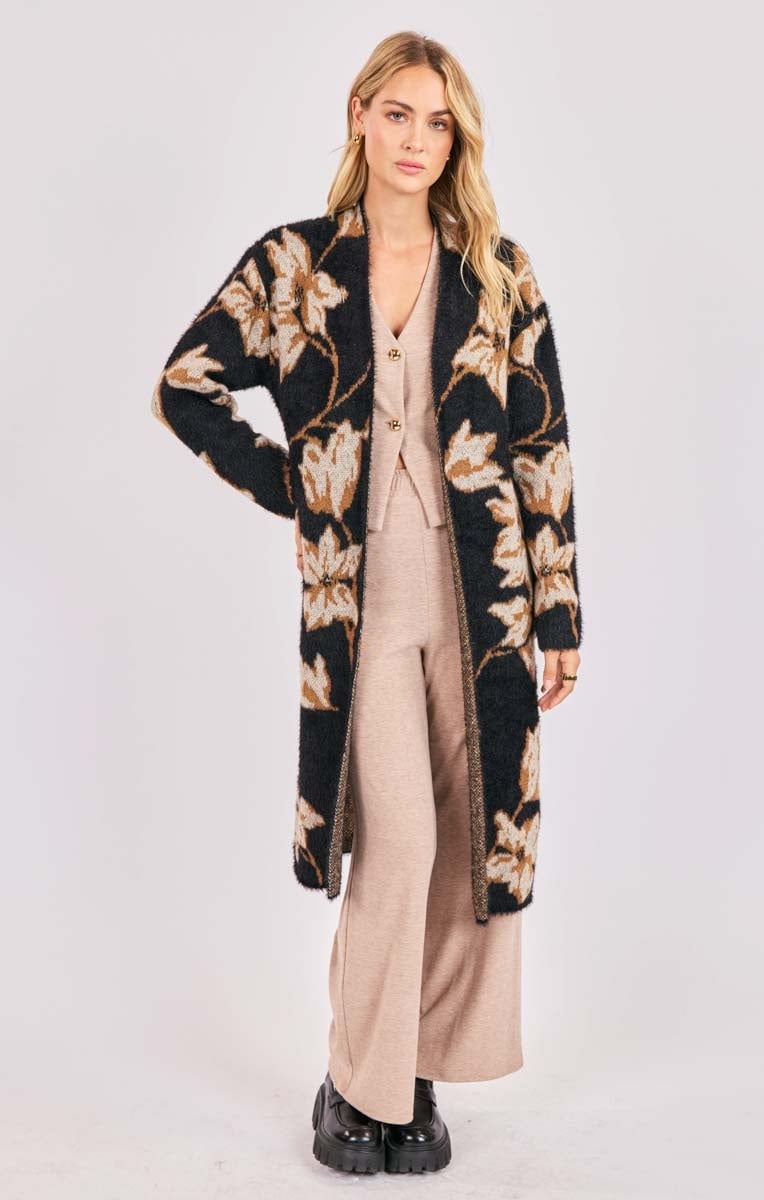 Sadie and Sage Emory Floral Intarsia Knit Cardi