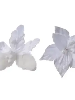 White Poinsettia on Clip 12cm