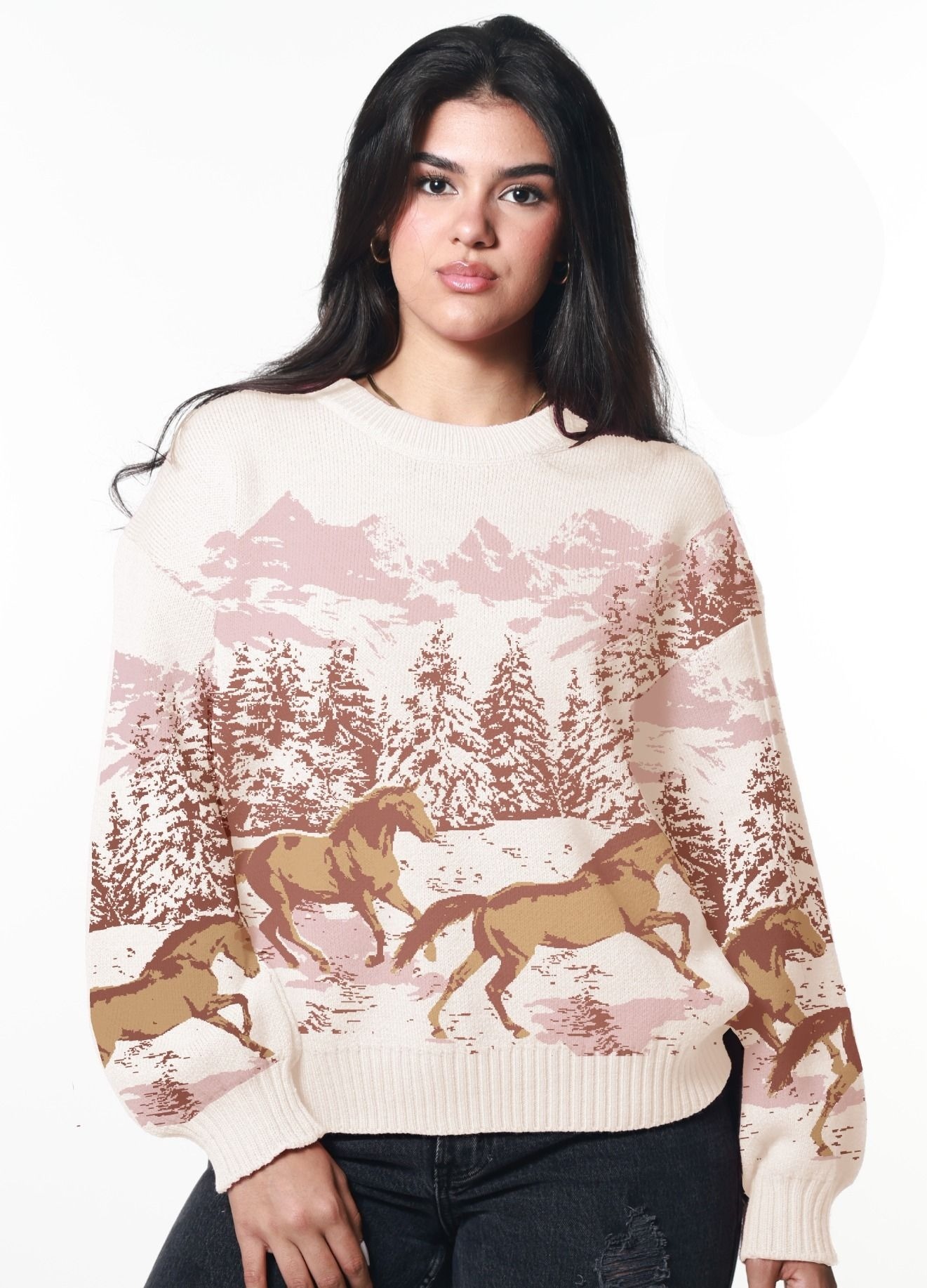 Girl Dangerous Wild Horses Oversized Sweater