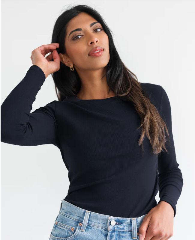 Brunette The Label Ribbed Fitted Long Sleeve Shirt